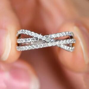 925 Sterling Silver Cubic Zirconia Cross Ring Size 6.5